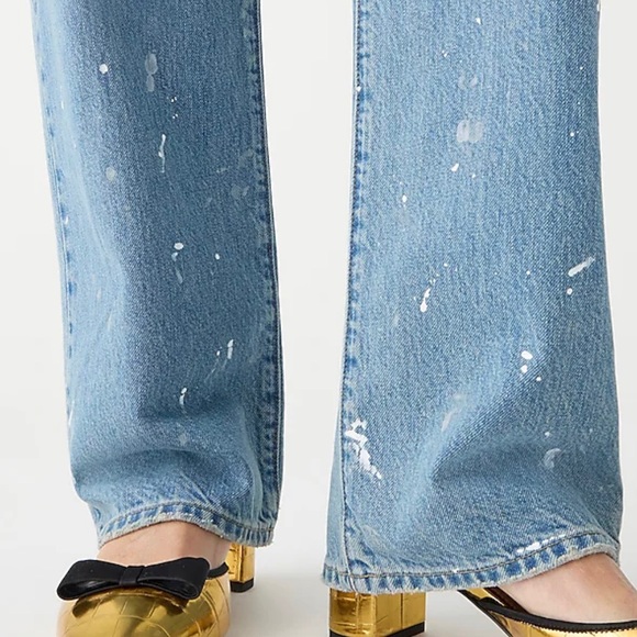 J. Crew Slouchy-straight Jeans with Paint Splatter in Ice Blue Wash Size 25 - Picture 5 of 10